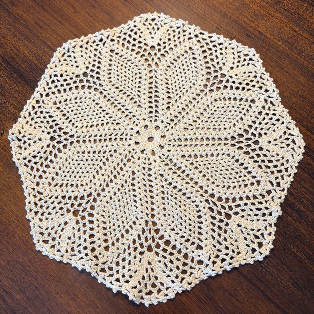 Vintage Mid Century Handmade Crocheted Doily Cream Dainty & Delicate Granny Chic